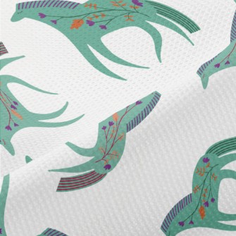 Green Horse With Flowers Piqué