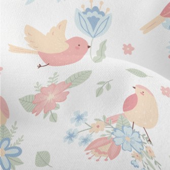 Birds Flying Among The Flowers Lightweight Performance Linen