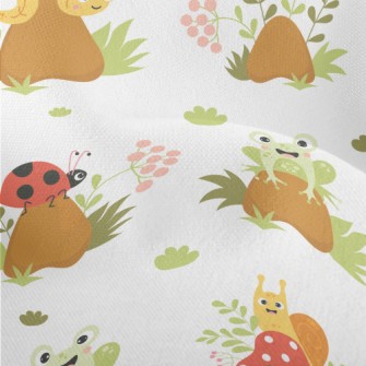 Cute Insect On Mushroom Lightweight Performance Linen