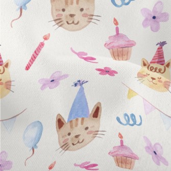 Cats Celebrating Birthday Toge Lightweight Performance Linen