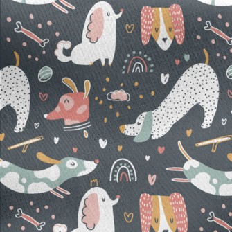 Heart-shaped And Lively Puppie Jersey Backed Fleece