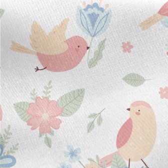 Birds Flying Among The Flowers Jersey Backed Fleece