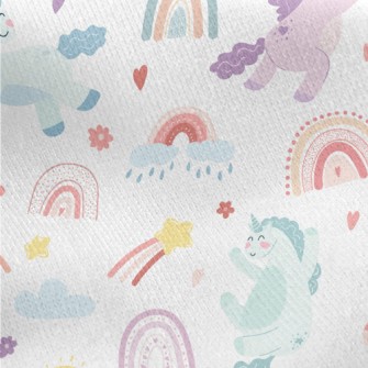 Happy Unicorn And Rainbow Jersey Backed Fleece