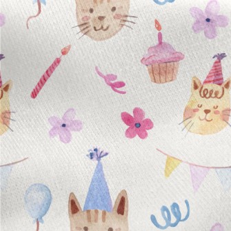 Cats Celebrating Birthday Toge Jersey Backed Fleece