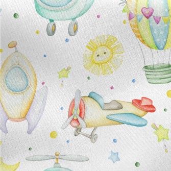 Cute Air Vehicles Jersey Backed Fleece