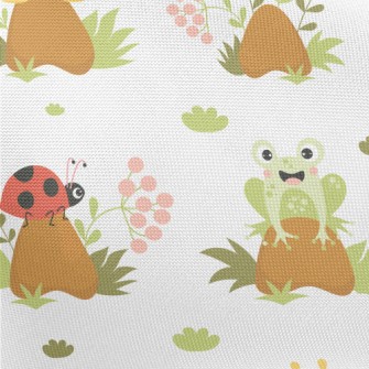 Cute Insect On Mushroom Pongee