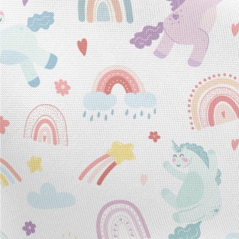 Happy Unicorn And Rainbow Pongee
