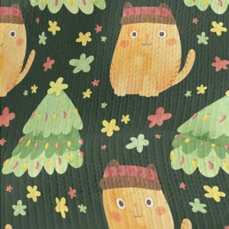 Christmas Tree And Cat In Hat Stretch Jersey