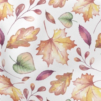 Colorful Autumn Leaves Lightweight Cotton Poplin