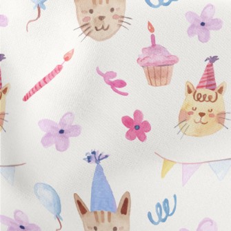 Cats Celebrating Birthday Toge Lightweight Cotton Poplin