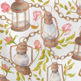 Rusty Hand Fire Lamp With Rose Lightweight Cotton Poplin