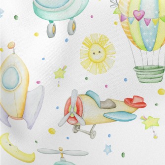 Cute Air Vehicles Lightweight Cotton Poplin