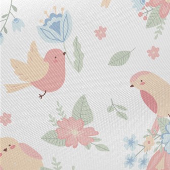 Birds Flying Among The Flowers Midweight Cotton Poplin