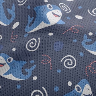 Q Version Of Cute Shark Athletic Mesh Flat Back