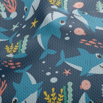 Happy Swimming Shark Athletic Mesh Flat Back