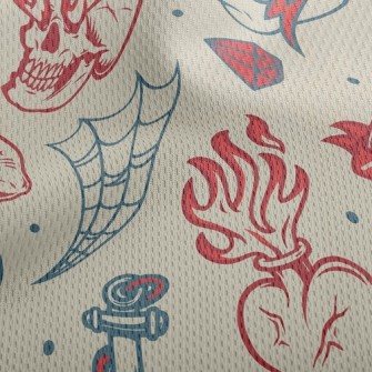 Skull With Fire Breathing Eyes Athletic Mesh Flat Back