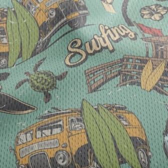 Campervan Surfing Athletic Mesh Flat Back