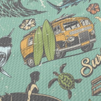Campervan Surfing Birdseye Piqué