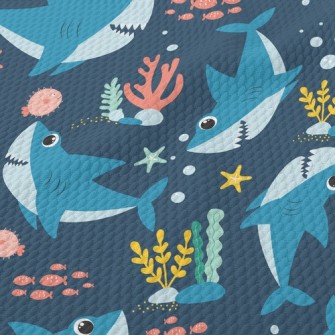 Happy Swimming Shark Birdseye Piqué