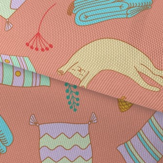 Lazy Cat Stretching Waterproof Oxford