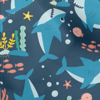 Happy Swimming Shark Micro Fleece