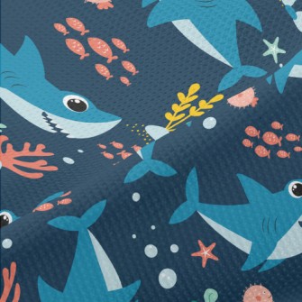 Happy Swimming Shark Piqué