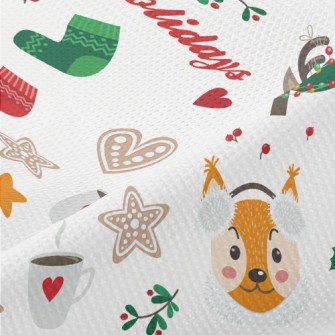 Bear Elk Celebrates Christmas Piqué