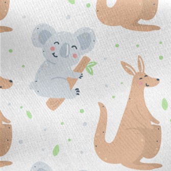 Smiling Kangaroo Koala Jersey Backed Fleece