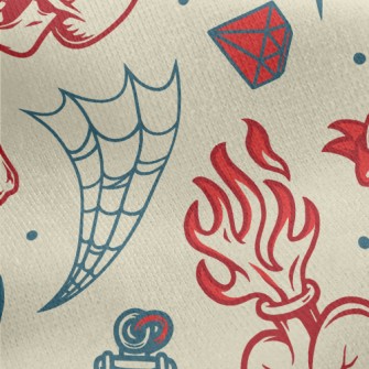 Skull With Fire Breathing Eyes Jersey Backed Fleece