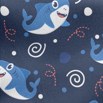 Q Version Of Cute Shark Jersey Backed Fleece