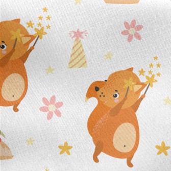 Cute Squirrel Raccoon Jersey Backed Fleece