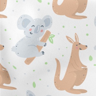 Smiling Kangaroo Koala Lightweight Cotton Poplin