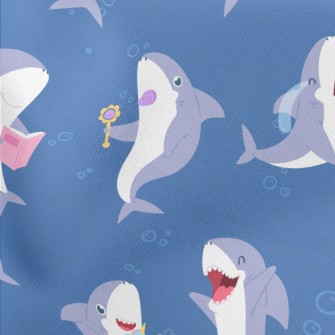 Happy Playing With Sharks Lightweight Cotton Poplin