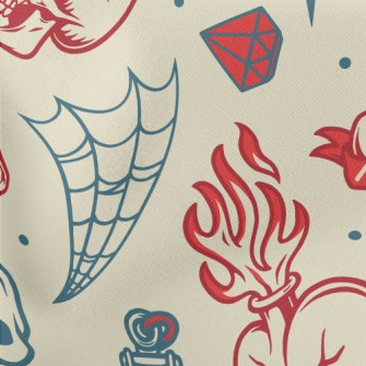 Skull With Fire Breathing Eyes Lightweight Cotton Poplin