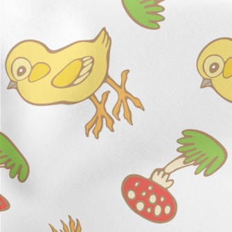 Chicken And Mushrooms Lightweight Cotton Poplin