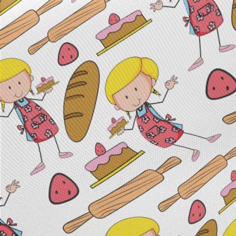 Girls Love Baking Midweight Cotton Poplin