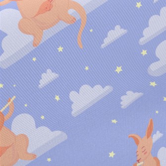 Kangaroo Mother Plays Flute Midweight Cotton Poplin