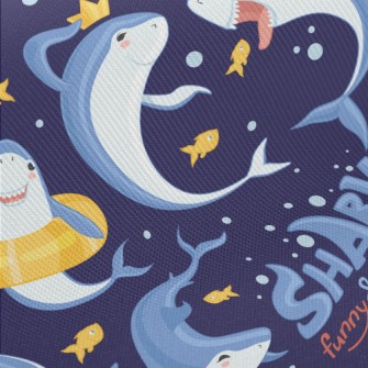 Shark Funny Dance Midweight Cotton Poplin