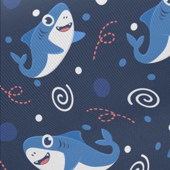 Q Version Of Cute Shark Midweight Cotton Poplin
