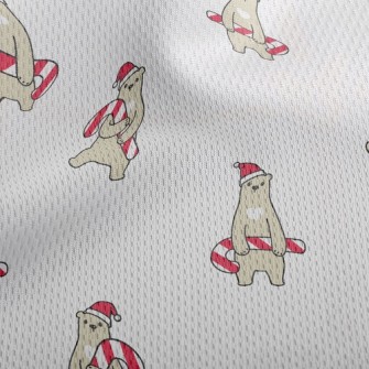 Brown Bear Holding Christmas C Athletic Mesh Flat Back