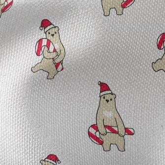 Brown Bear Holding Christmas C Waterproof Canvas