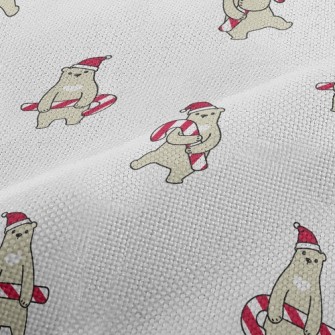 Brown Bear Holding Christmas C Performance Linen