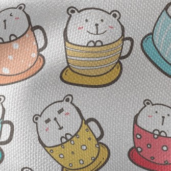 Colorful Cup Big White Bear Waterproof Canvas