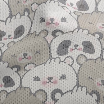 Shy Cute Bear With Big Face Athletic Mesh Flat Back