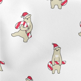 Brown Bear Holding Christmas C Stretch Ponte