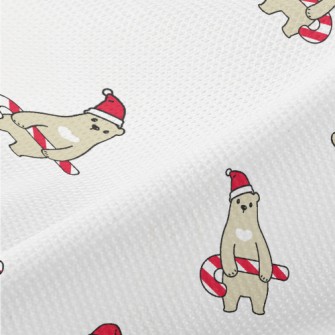 Brown Bear Holding Christmas C Piqué