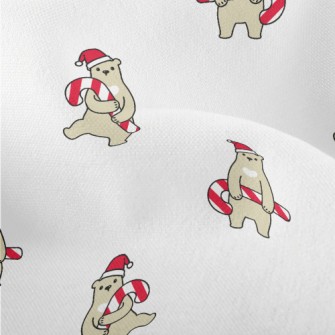 Brown Bear Holding Christmas C Lightweight Performance Linen