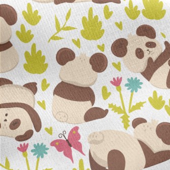 Tumbling And Playing Panda Jersey Backed Fleece