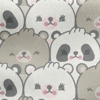 Shy Cute Bear With Big Face Jersey Backed Fleece