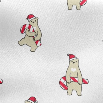 Brown Bear Holding Christmas C Jersey Backed Fleece